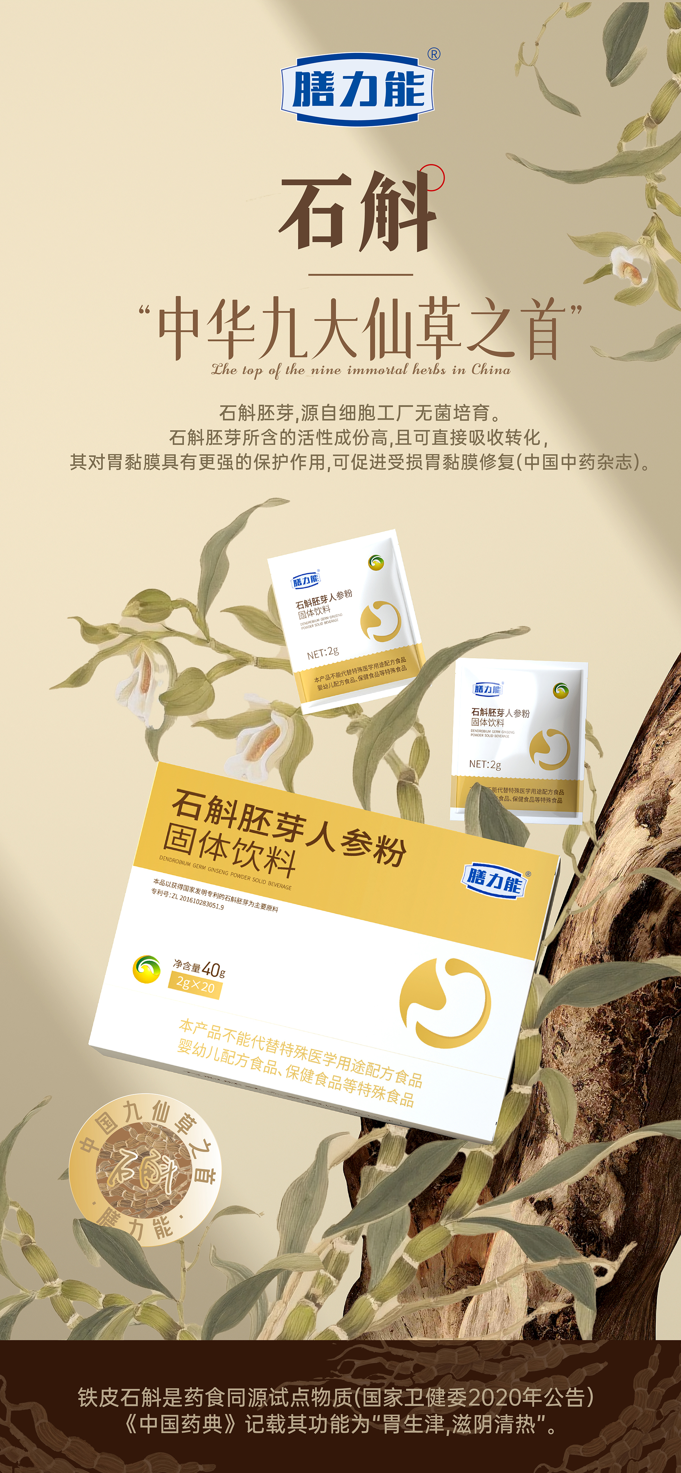 石斛胚芽人参粉.道地选材。石斛：中华九大仙草之首。人参：人参之乡吉林抚松。陈皮：道地产地广东新会。一杯清润养，五脏新守护